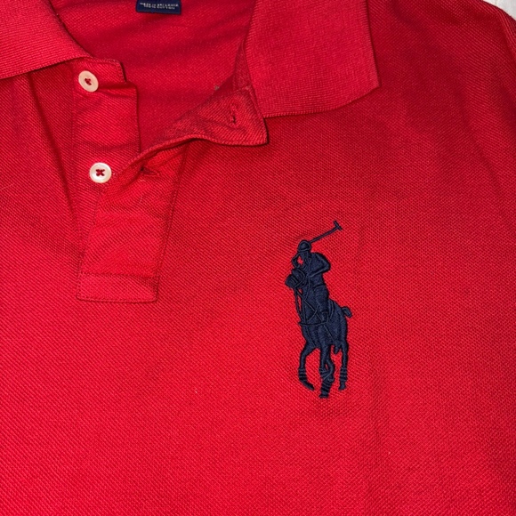 Polo Ralph Lauren Red Big Pony Polo Shirt Size L Navy #3 Sleeve USA Classic Fit - Picture 4 of 7